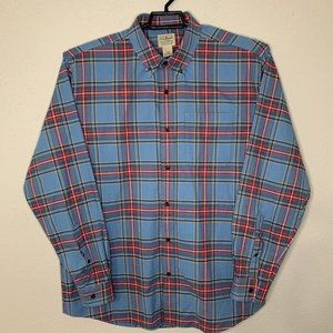 LL Bean‎ Traditional Fit Mens Large Blue Plaid Long Sleeve Button Up Shirt